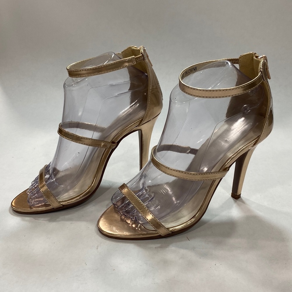 David's Bridal Gold Strappy Heels